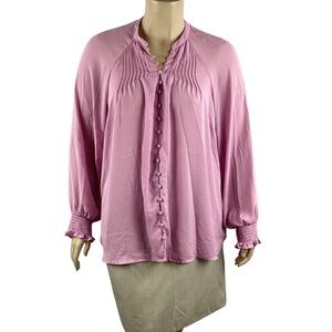 Torrid Mauve Mist Georgette Smocked Blouson Sleeve Blouse Size 2X Feminine Boho